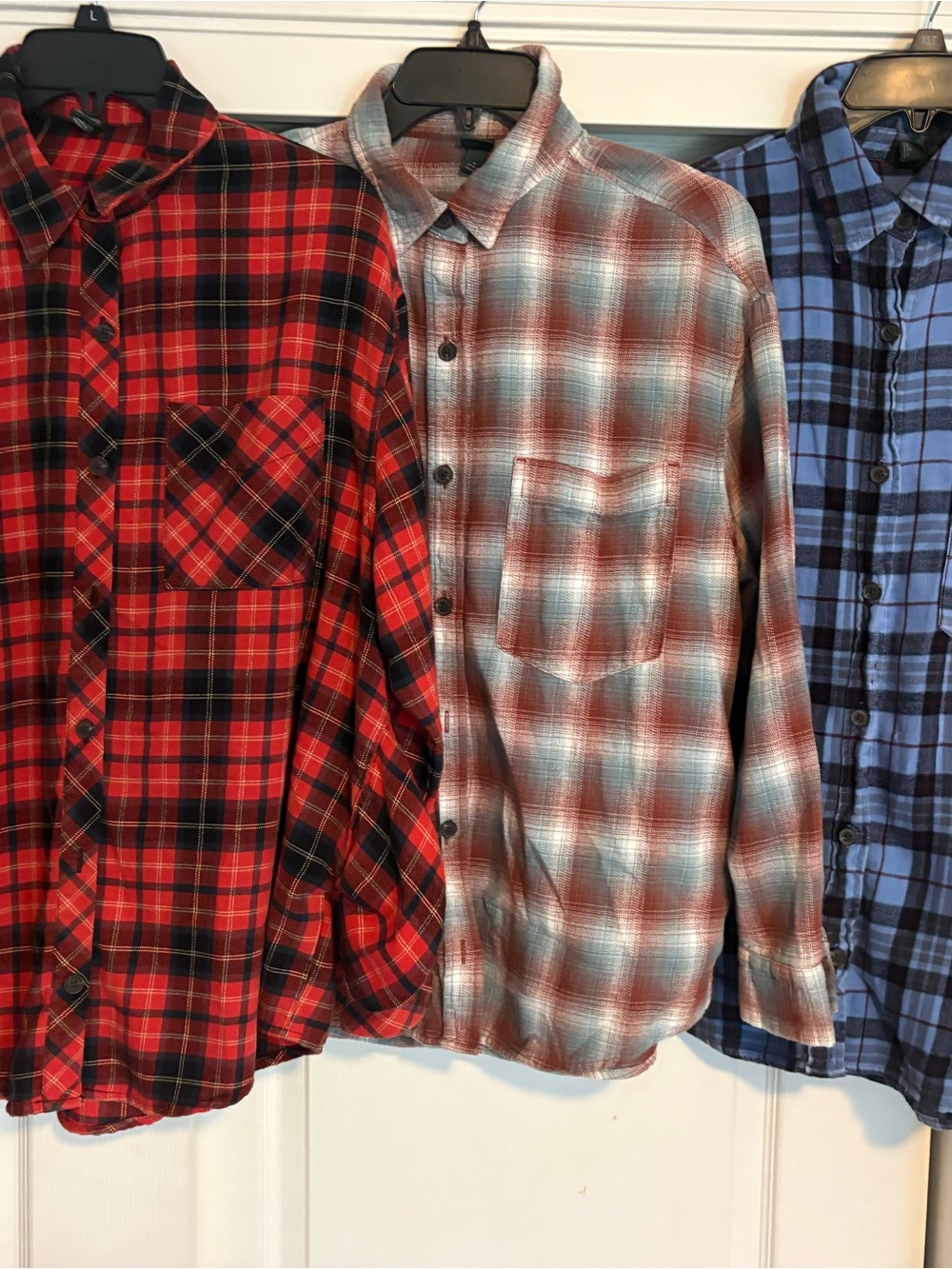 wild fable Plaid Button-Down Shirt Trio - Red, Rust/Blue, Blue